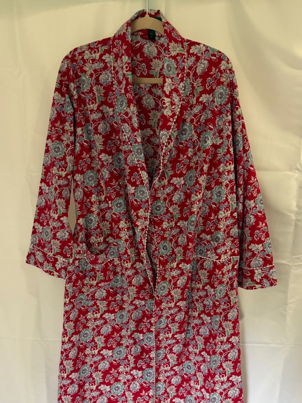 Lauren Ralph Lauren Red Floral Cotton Robe Small